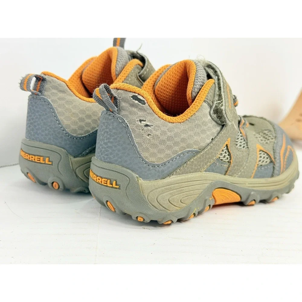 Merrell Trail Chaser Kids Hiking Shoes Gray Orange Hook-and-Loop Size 10M
